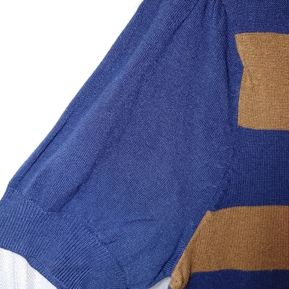 Twelve By Twelve Zip Up Long Short Sleeve Striped Sweater Size L - Picture 3 of 5